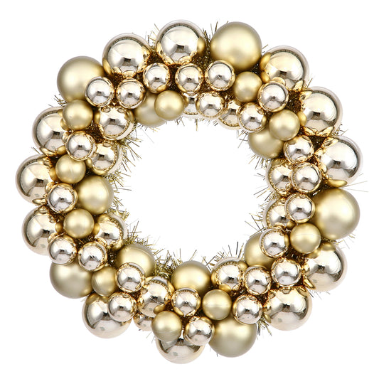 Vickerman 12" Gold Shiny and Matte Ball Wreath