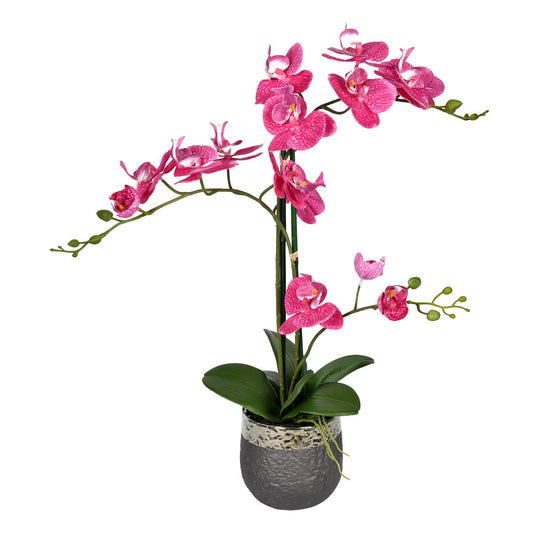 Vickerman 23.5" Artificial Potted Real Touch Mauve Phalaenopsis Spray.