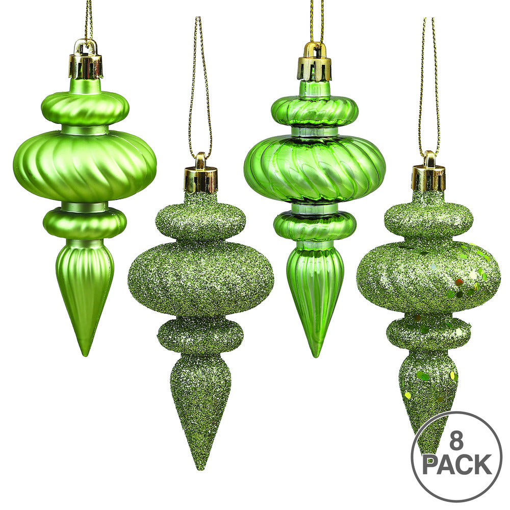 Vickerman 4" Celadon 4-Finish Finial Ornament 8 per Box