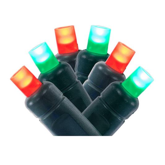 Vickerman 50 Red-Green Wide Angle Single Mold End-Connecting Coaxial Non-Rectified LED Light Set with 22 Gauge Green Wire, 3"x 6"x 3" Spacing, 25' Long Christmas Light Strand, Uses X6G6662 12" CSA/us Listed Rectified Power Cord. This light set has the abi