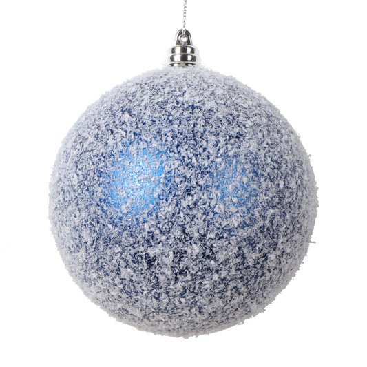 Vickerman 4" Blue Matte Snow Covered Ornament 4 per bag.