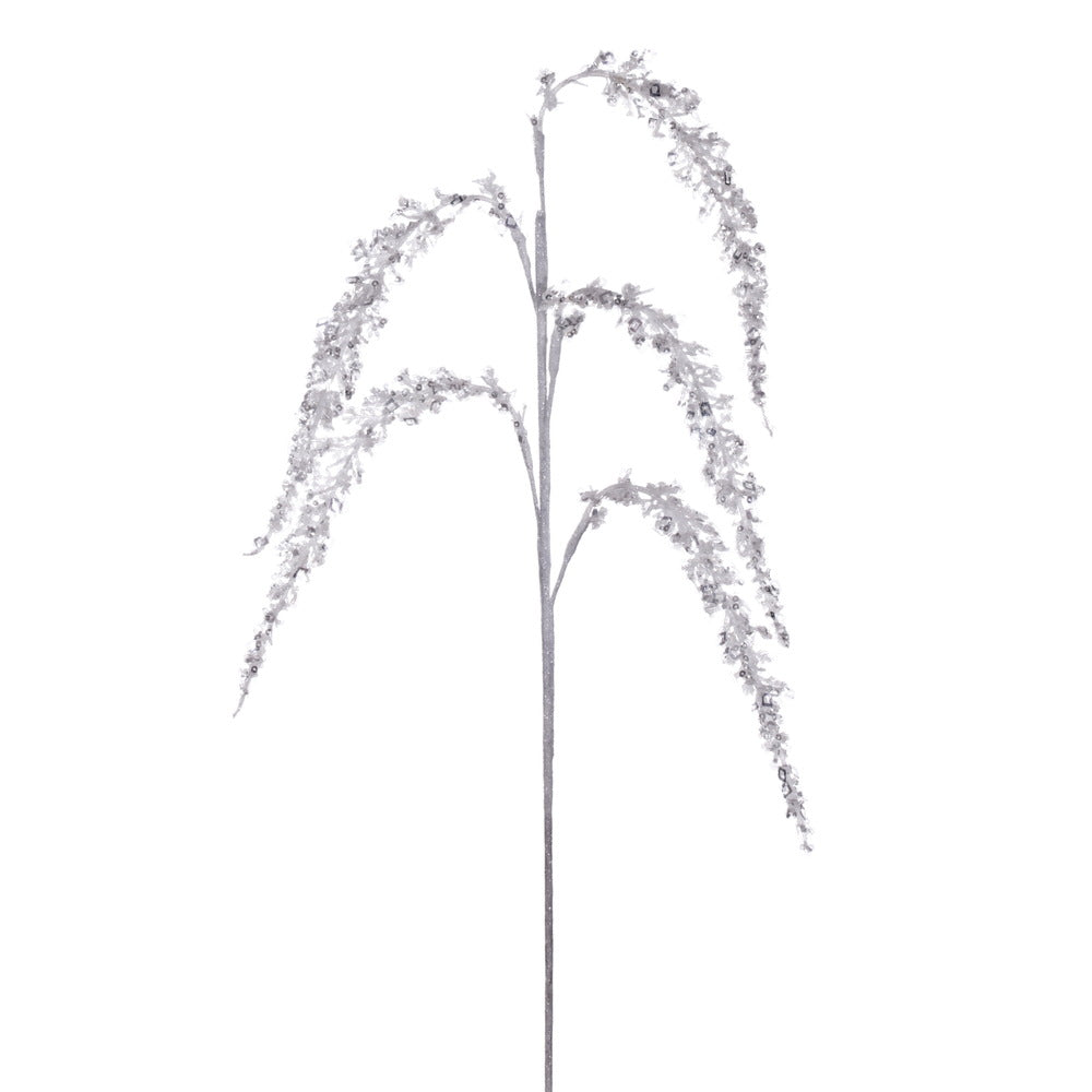Vickerman 27" Artificial White Glitter Setaria Christmas Spray 3 sprays per pack.