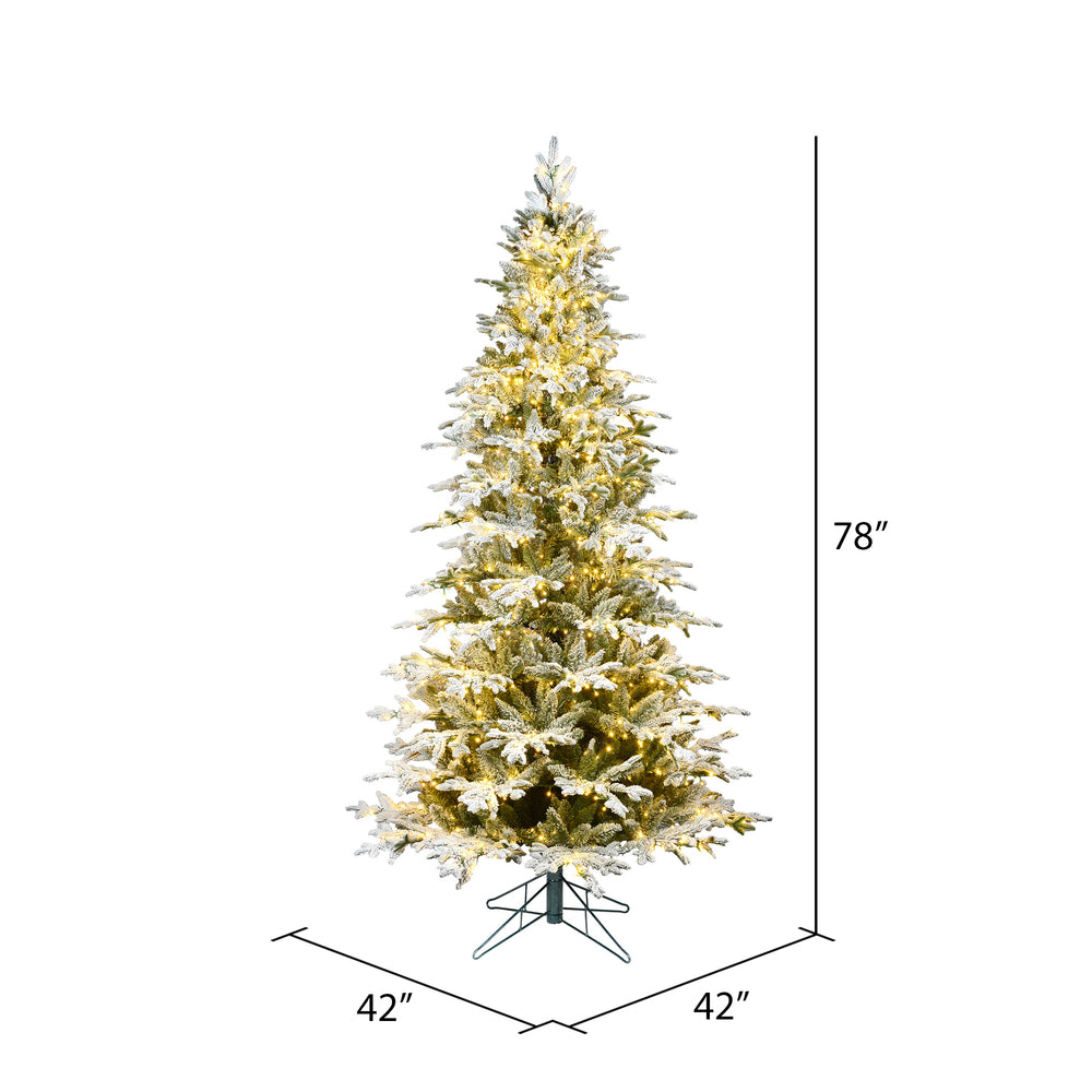 Vickerman 6.5' x 42" Flocked Kamas Fraser Artificial Christmas Tree Warm White Dura-Lit® LED Lights