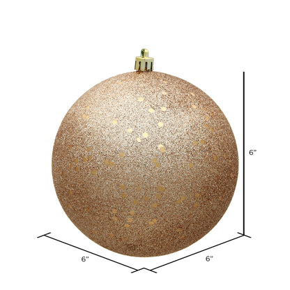 Vickerman 6" Café Latte Sequin Ball Ornament 4 per Bag