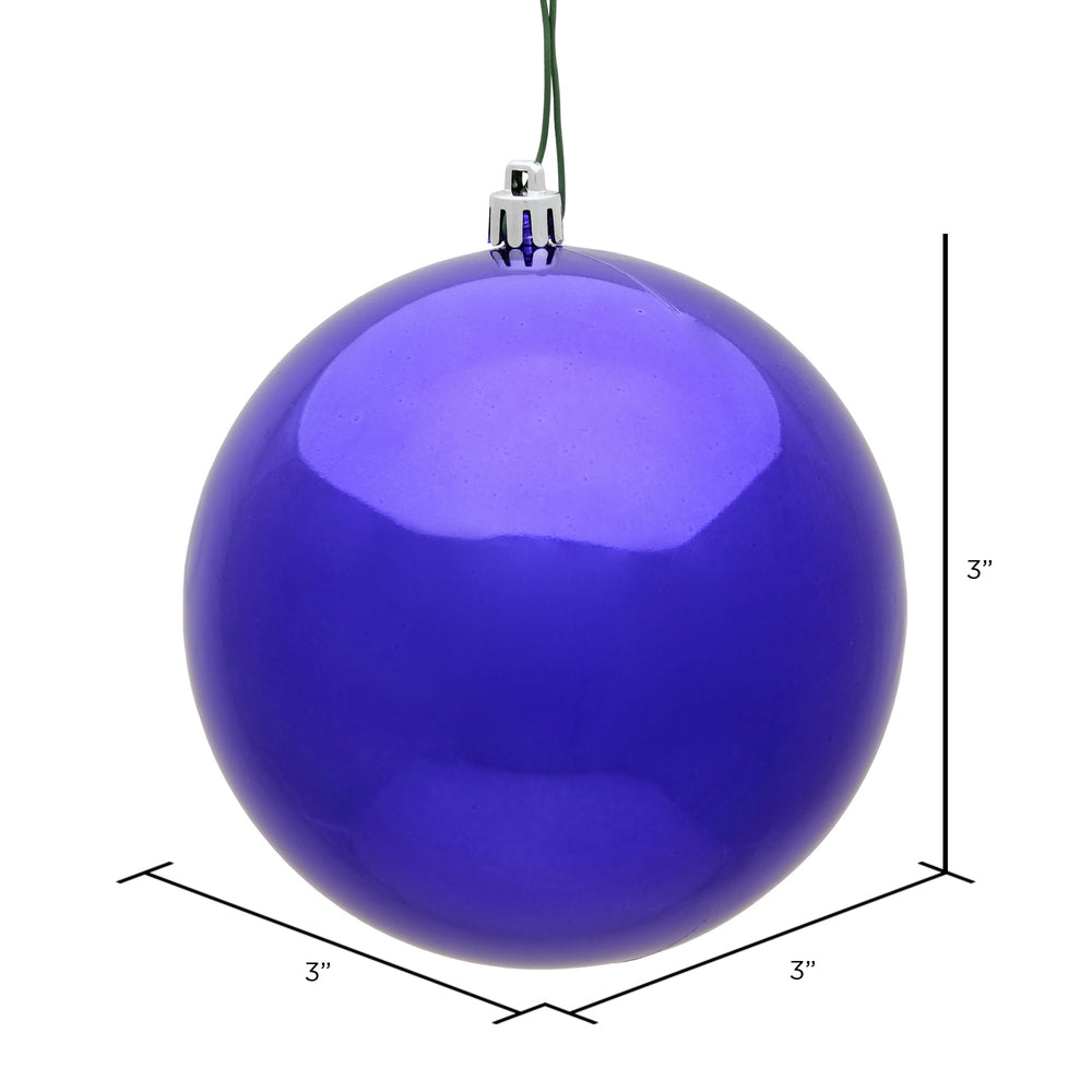 Vickerman 3" Purple Shiny Ball Ornament 32 per Box