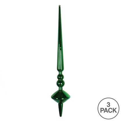 Vickerman 12" Green Shiny Cupola Finial Ornament Pack of 3