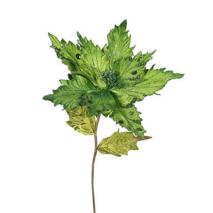 Vickerman 26" Lime Velvet Poinsettia Artificial Christmas Pick 3 per Bag