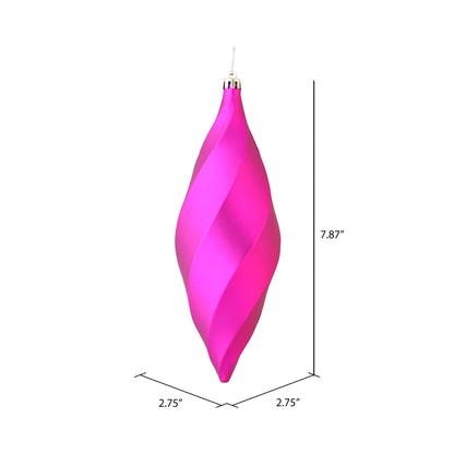 Vickerman 8" Fuchsia Matte Swirl Finial Ornament Pack of 6