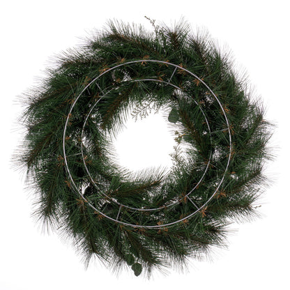 Vickerman 30" Artificial Long Leaf Pine with Seeded Cedar Eucalyptus Foliage and Pinecones Wreath