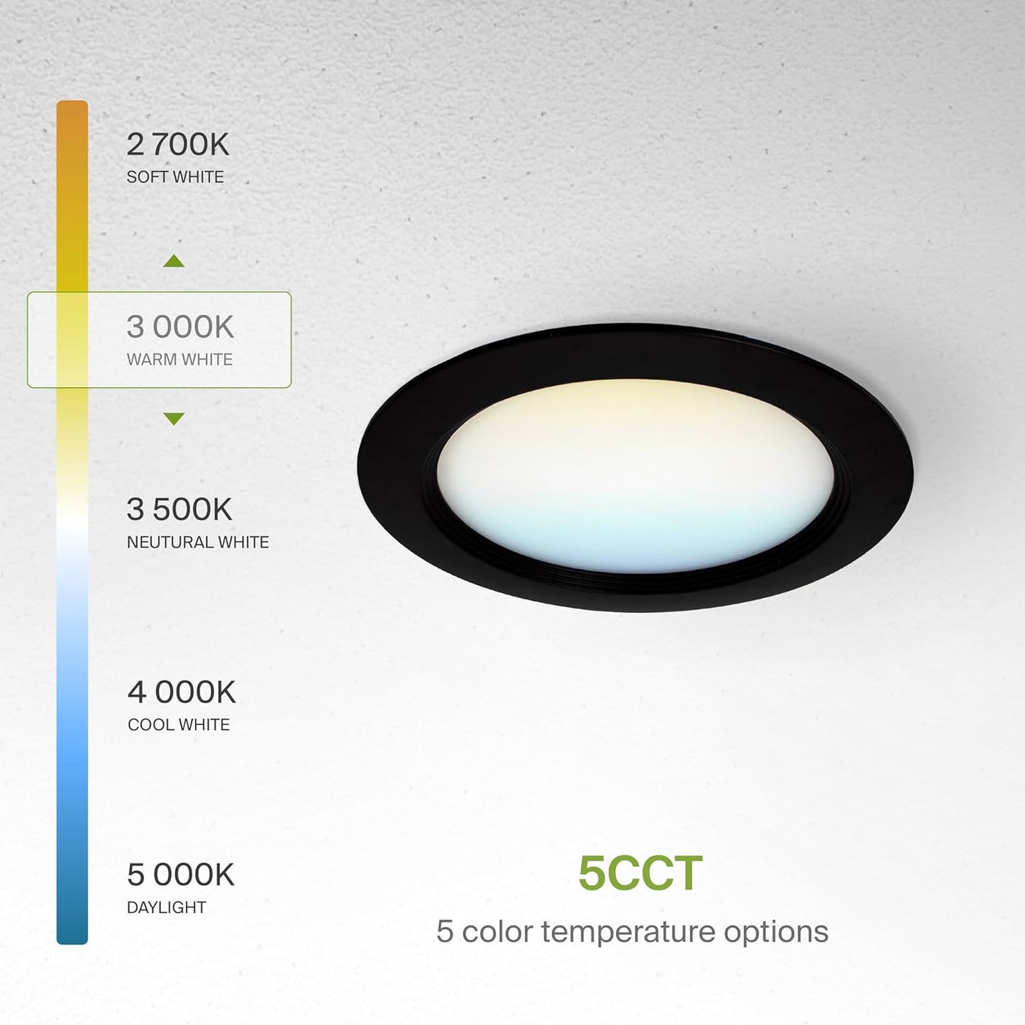 ASD Lighting LED Recessed Mini Panel Round 6inch 15W 120-277V 0-10V Dimmable 2700/3000/3500/4000/5000K with Baffle Trim Black ETL Energy Star