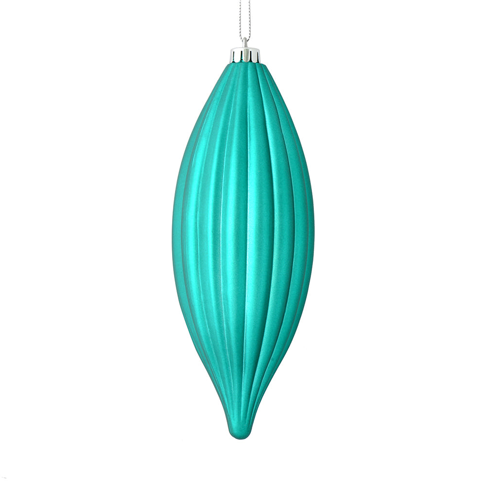 Vickerman 8" Teal Matte Line Finial Ornament Pack of 4