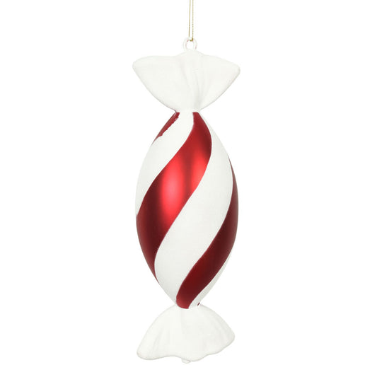 Vickerman 12" Red and White Swirl Drop Candy Christmas Ornament Pack of 2