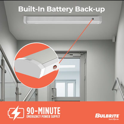 Bulbrite 773507 4 ft. Integrated 5 Color Selectable LED Dimmable Wraparound Light W/ Battery Backup (120-277v), 5300 Lumens, White