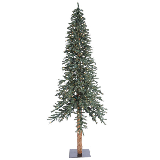 Vickerman 8' Natural Bark Alpine Artificial Christmas Tree Warm White Dura-lit LED Lights