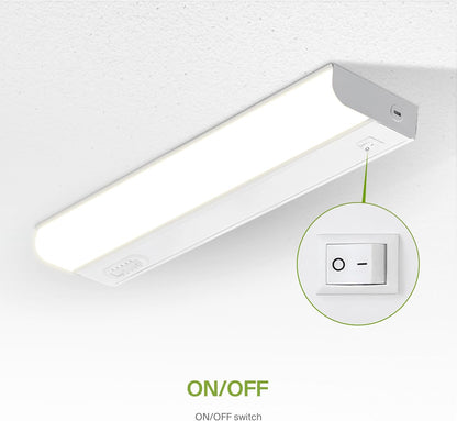 ASD Lighting LED Under Cabinet Bullnose 18" 10W 120V Dimmable CCT Selectable 2700/3000/3500/4000/5000K Hardwired, On/Off Switch, White UL 2pack