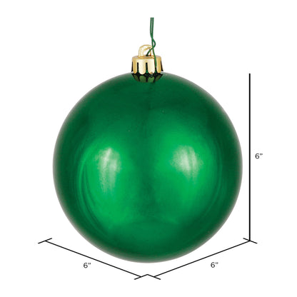 Vickerman 6" Emerald Shiny Ball Ornament 4 per Bag