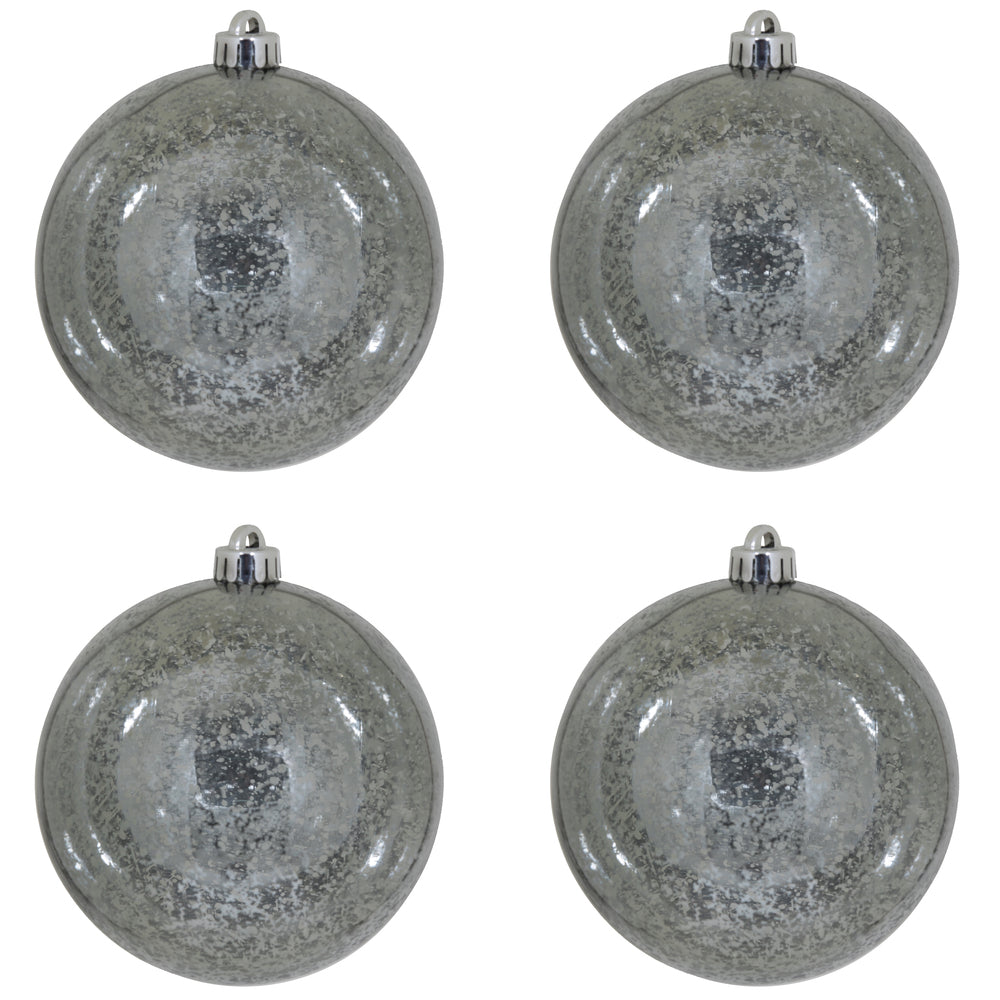 Vickerman 6" Pewter Mercury Ball Ornament 4 per Bag.