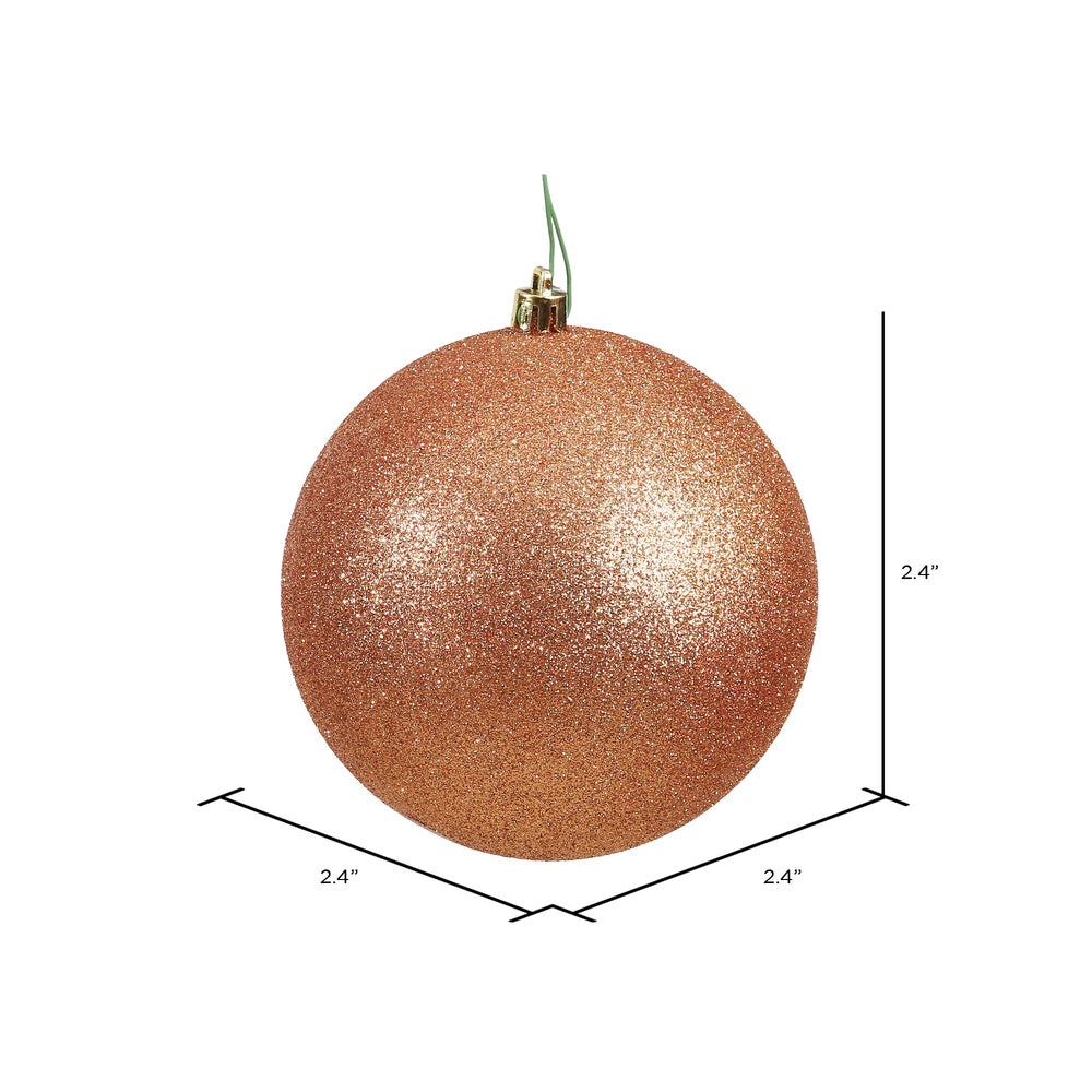 Vickerman 2.4" Rose Gold Glitter Ball Ornament 24 per Bag