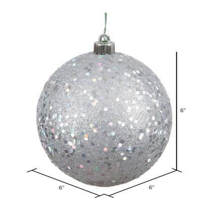 Vickerman 6" Silver Sequin Ball Ornament 4 per Bag