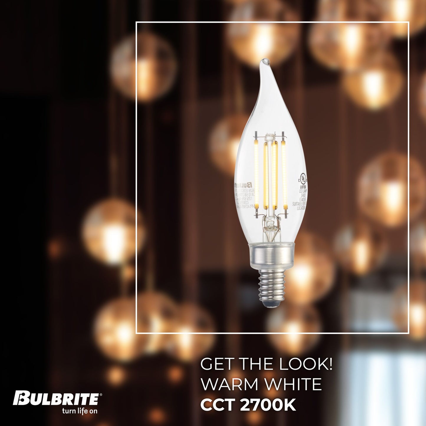 BULBRITE LED CA10 CANDELABRA SCREW (E12) 5W FULLY COMPATIBLE DIMMING FILAMENT LIGHT BULB 2700K/WARM WHITE 60W INCANDESCENT EQUIVALENT 4PK (776628)