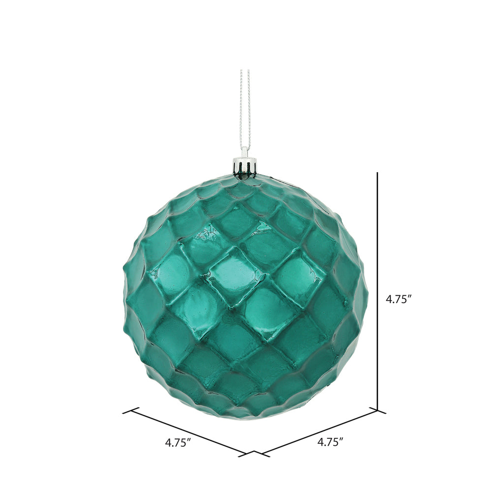 Vickerman 4.75" Sea Blue Shiny Diamond Bauble Ornament 4 per Bag