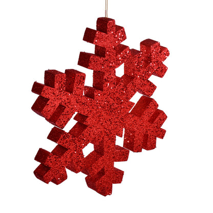 Vickerman 18" Red Glitter Snowflake Christmas Ornament