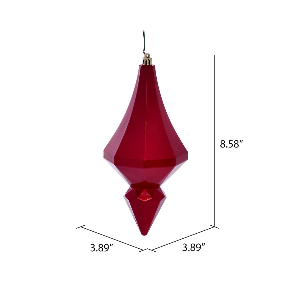 Vickerman 8" Red Candy Finish Diamond Finial Ornament Pack of 2