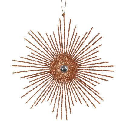 Vickerman 6.5" Rose Gold Snowflake Burst Glitter Christmas Ornament 6 per Bag