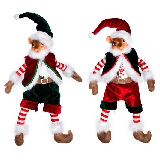 Vickerman 14" Holly Jolly Collection Mouse Doll Pack of 2