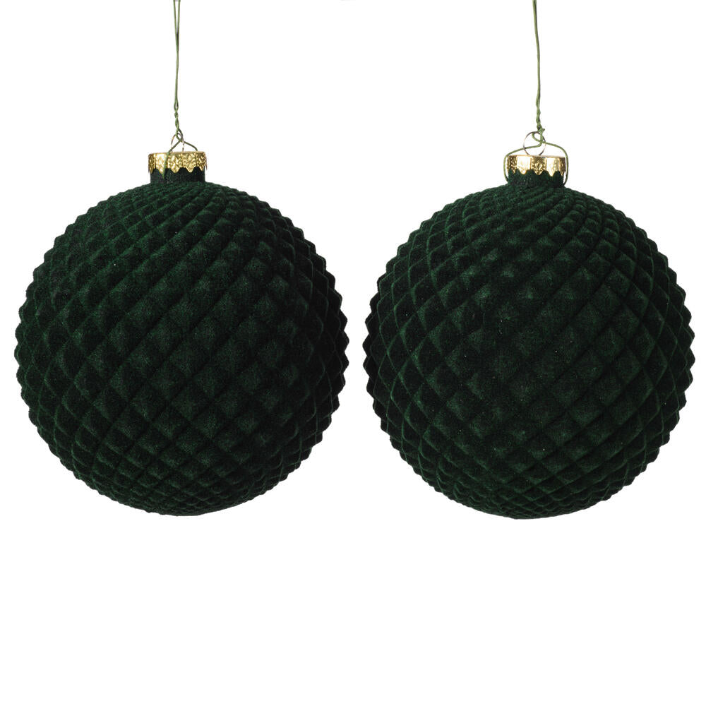 Vickerman 5" Moss Green Flocked Durian Ball Ornament 2 per Bag