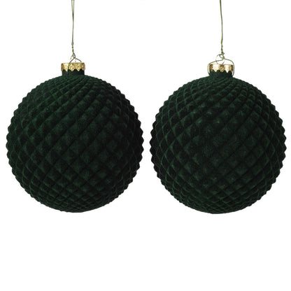 Vickerman 5" Moss Green Flocked Durian Ball Ornament 2 per Bag