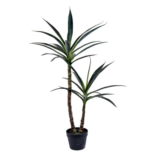 Vickerman 44" Artificial Artificial Green Yucca Tree in Black Planters Pot.