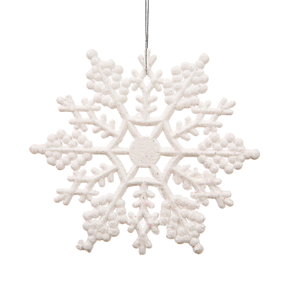 Vickerman 6.25" White Glitter Snowflake Christmas Ornament 12 per Box