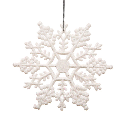 Vickerman 6.25" White Glitter Snowflake Christmas Ornament 12 per Box
