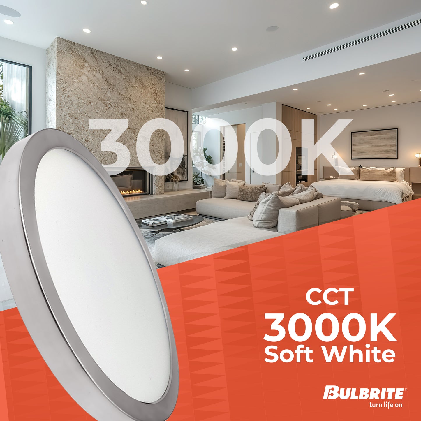 Bulbrite 773610 9 in.Round 17-Watt 3000K LED Flush Mount Light, 1400 Lumens, Nickel
