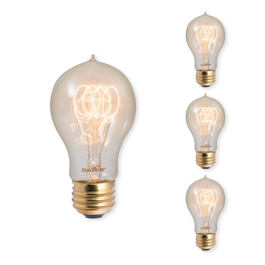 BULBRITE INCANDESCENT A19 MEDIUM SCREW (E26) 40W DIMMABLE NOSTALGIC LIGHT BULB 2200K/AMBER 4PK (134020)