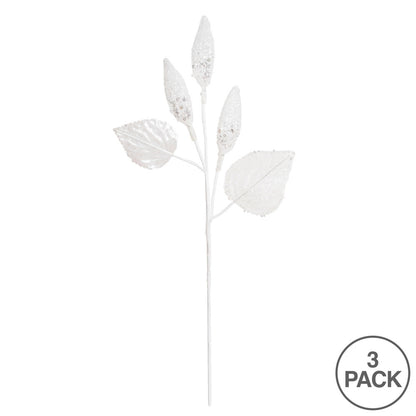 Vickerman 20" White Magnolia Bulb Artificial Christmas Spray Artificial Christmas Spray. Includes 3 sprays per pack.