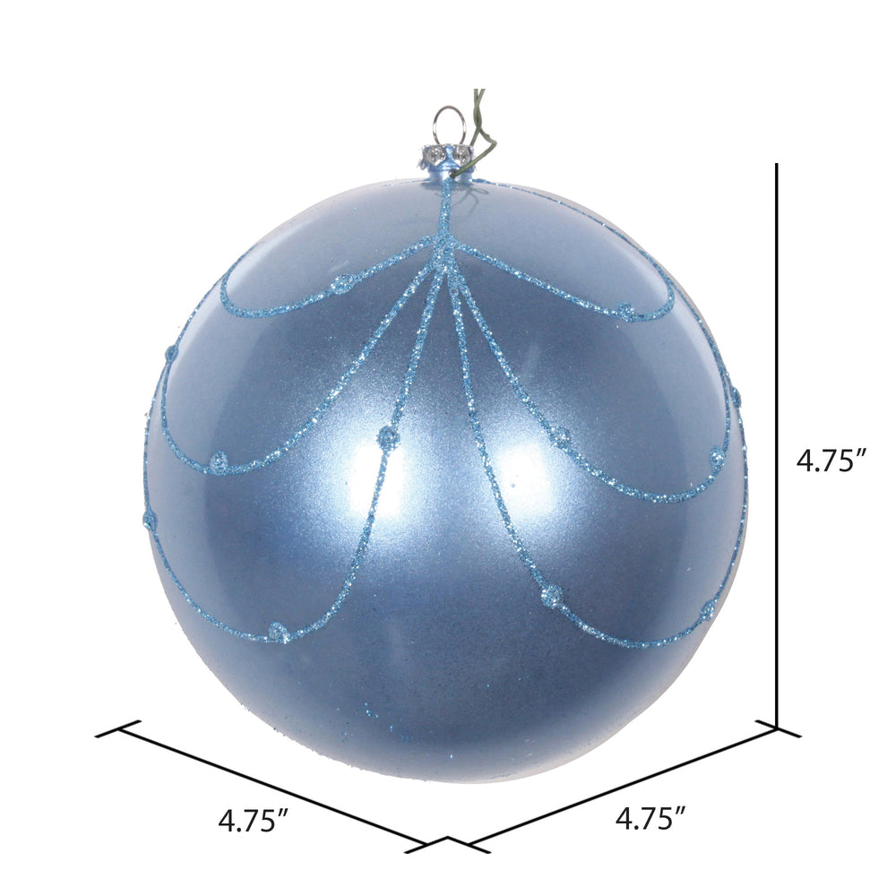 Vickerman 4.75" Periwinkle Candy Finish Curtain Ornament with Glitter Accents 4 per Bag