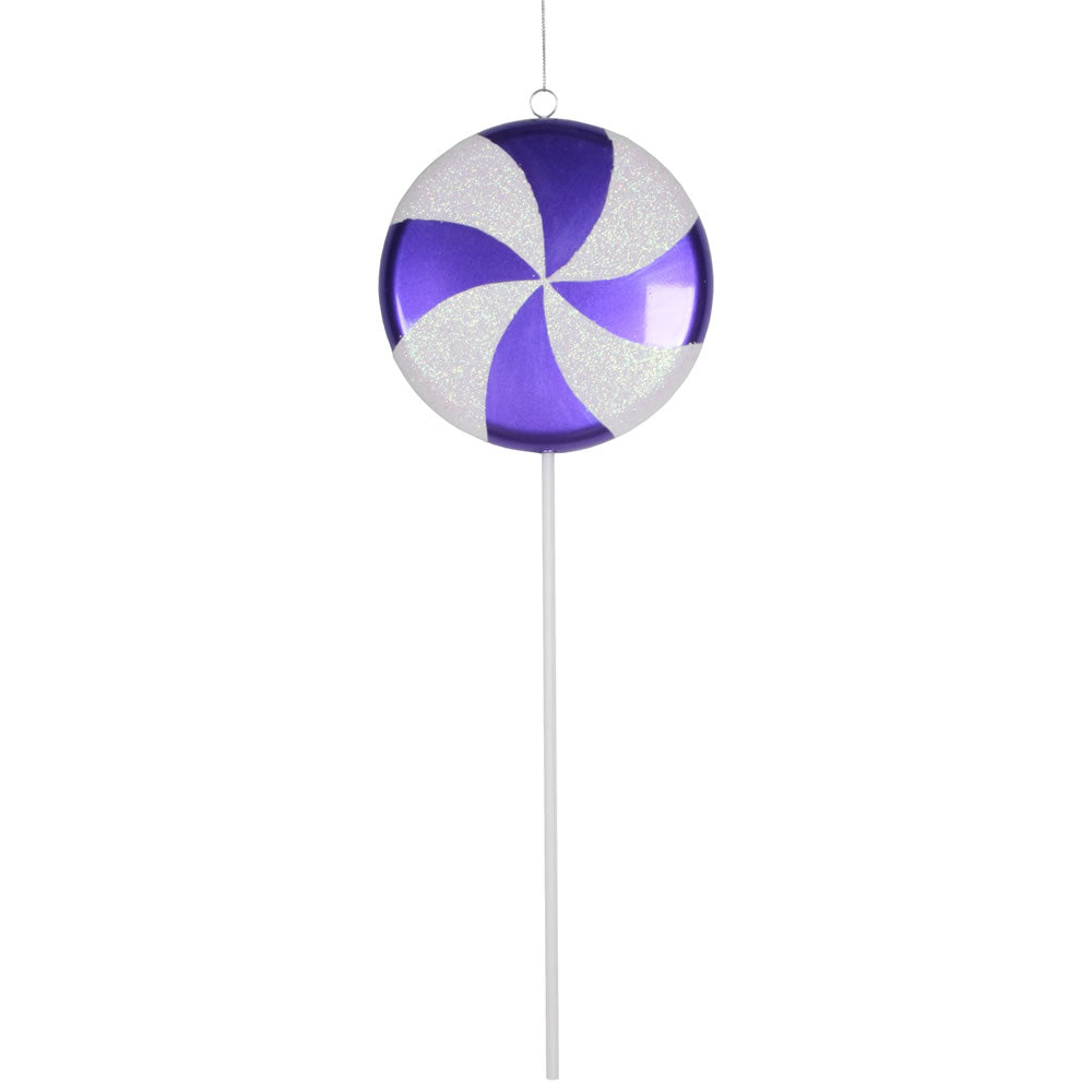 Vickerman 17" Purple-White Candy Lollipop Christmas Ornament