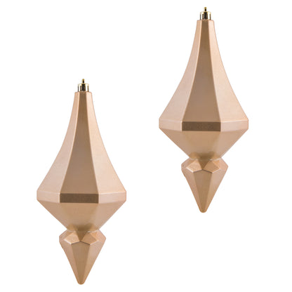 Vickerman 8" Café Latte Candy Finish Diamond Finial Ornament Pack of 2