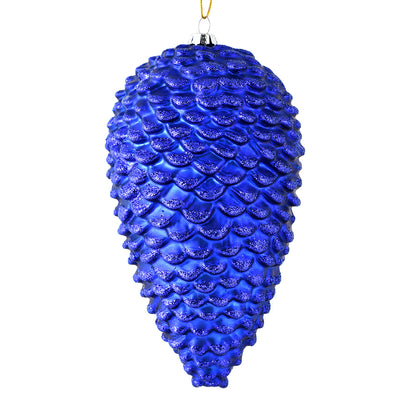 Vickerman 7" Cobalt Blue Matte Glitter Pinecone Christmas Ornament 4 per pack