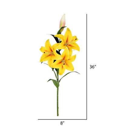 Vickerman 36'' Artificial Yellow Real Touch Lily Spray. Includes 2 sprays per pack.