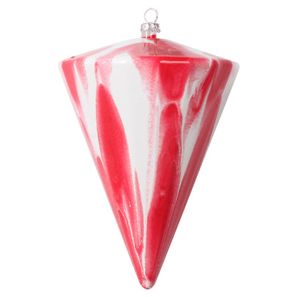 Vickerman 6"(H) x 4"(W) Red/White Marble Cone Christmas Ornament Set of 3