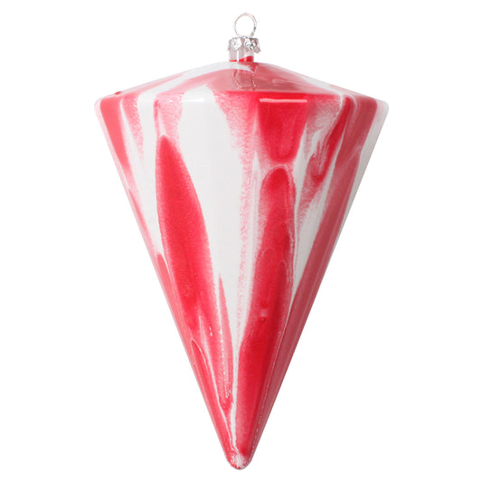 Vickerman 6"(H) x 4"(W) Red/White Marble Cone Christmas Ornament Set of 3