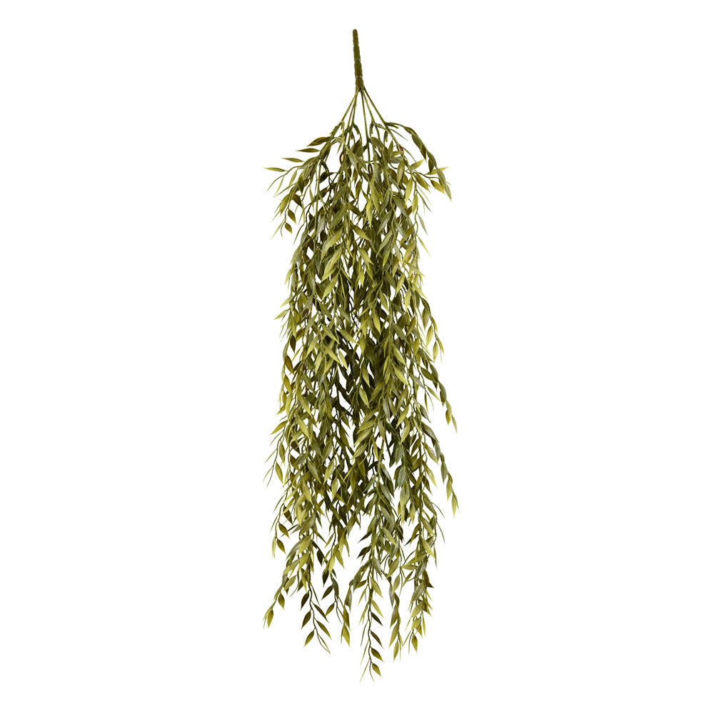 Vickerman 30" Artificial Light Green Salix Leaf Hanging Bush Set of 2