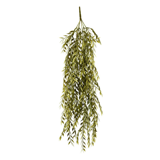 Vickerman 30" Artificial Light Green Salix Leaf Hanging Bush Set of 2