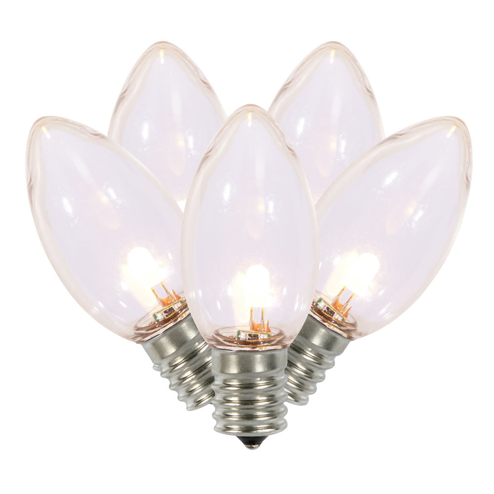 Vickerman C9 Transparent Plastic LED Warm White Dimmable Bulb package of 25 per bag
