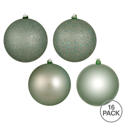 Vickerman 3" Frosty Mint 4-Finish Ball Ornament Assortment 16 per Box