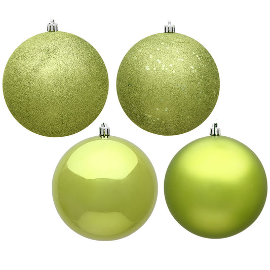 Vickerman 4.75" Lime 4-Finish Ball Ornament Assortment 4 per Box