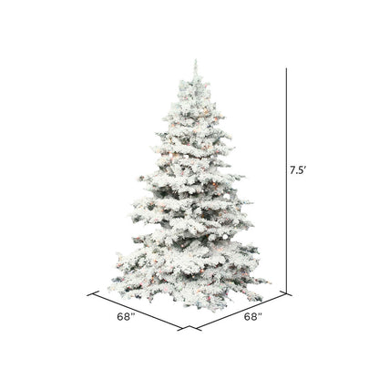 Vickerman 7.5' Flocked Alaskan Pine Artificial Christmas Tree Multi-Colored LED Dura-Lit lights